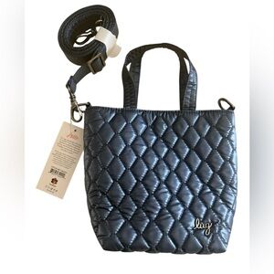 NWT LUG Insulated water bottle SE tote bag metallic indigo blue